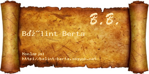 Bálint Berta névjegykártya