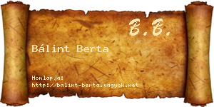 Bálint Berta névjegykártya